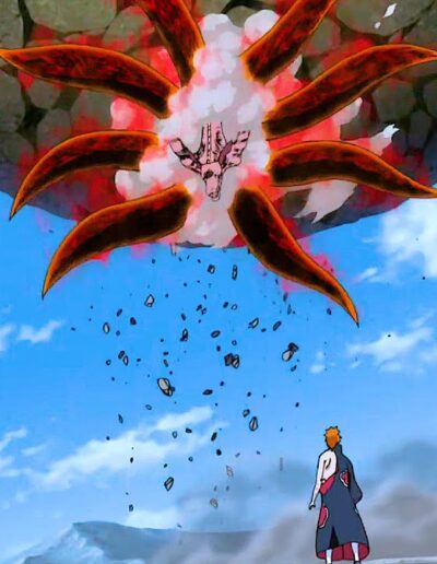 naruto pain vs 9-tails art cover